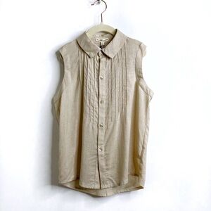 The Sunday Collective Linen Sleeveless Pleated Top NWT Size 8-9